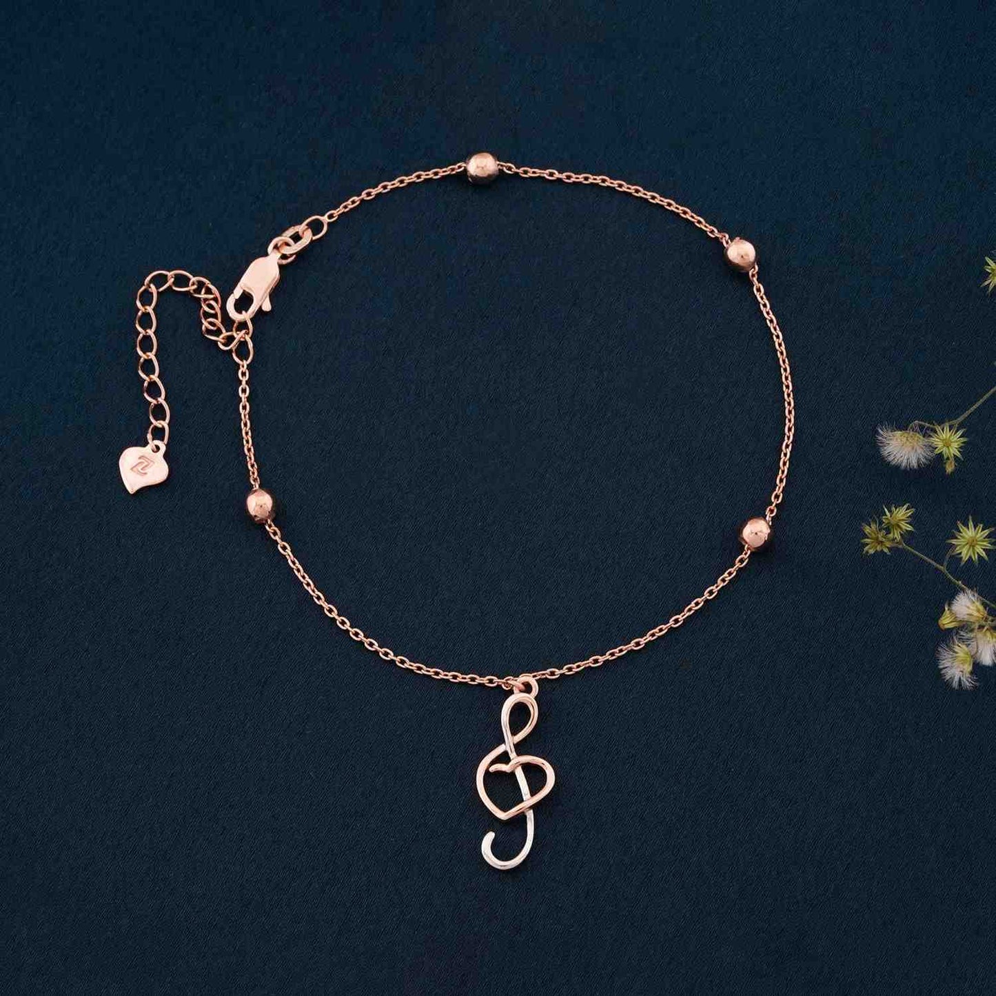 Musical Charm Anklet For Women 14K Gold Plated