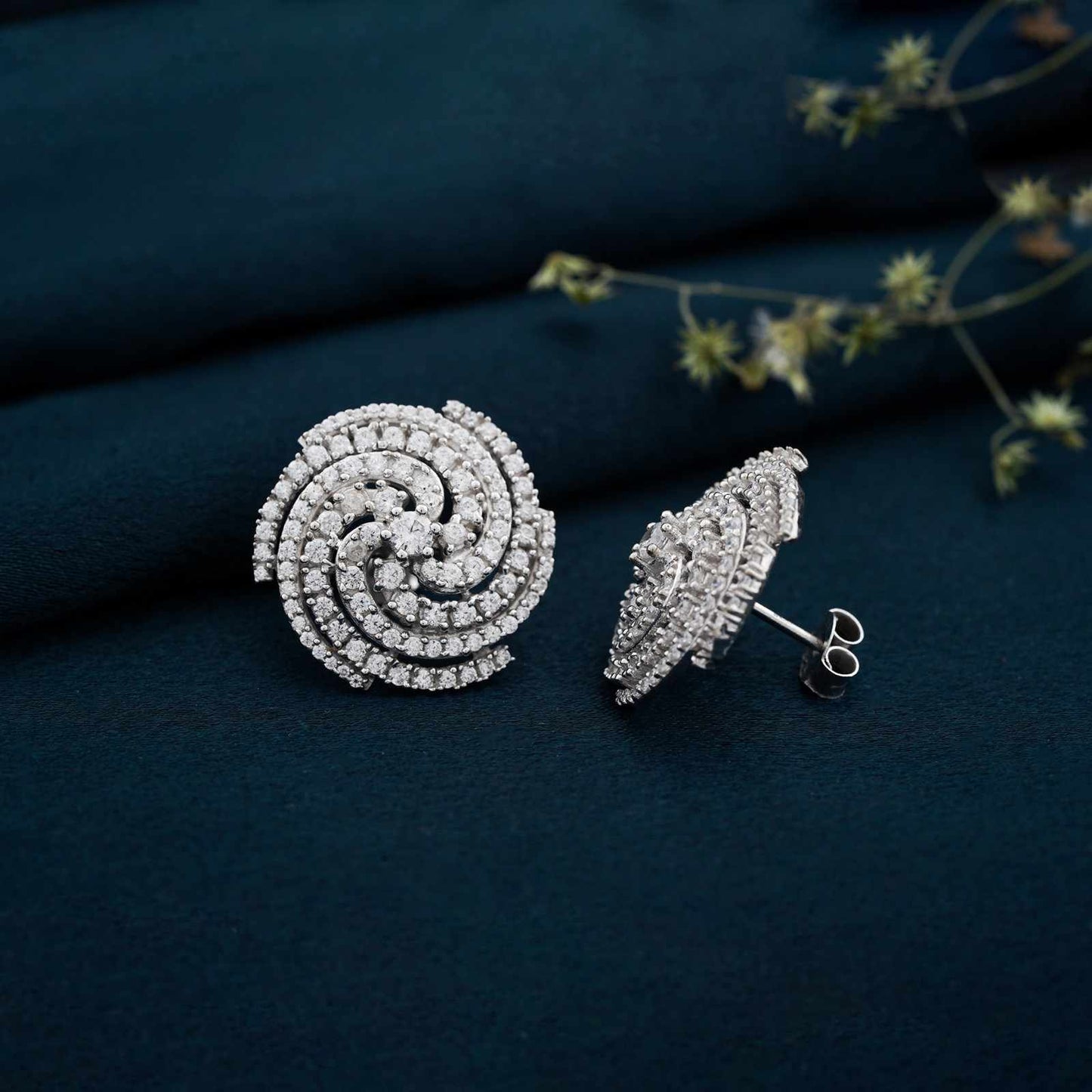 925 Sterling Silver Spiral Stud Earrings