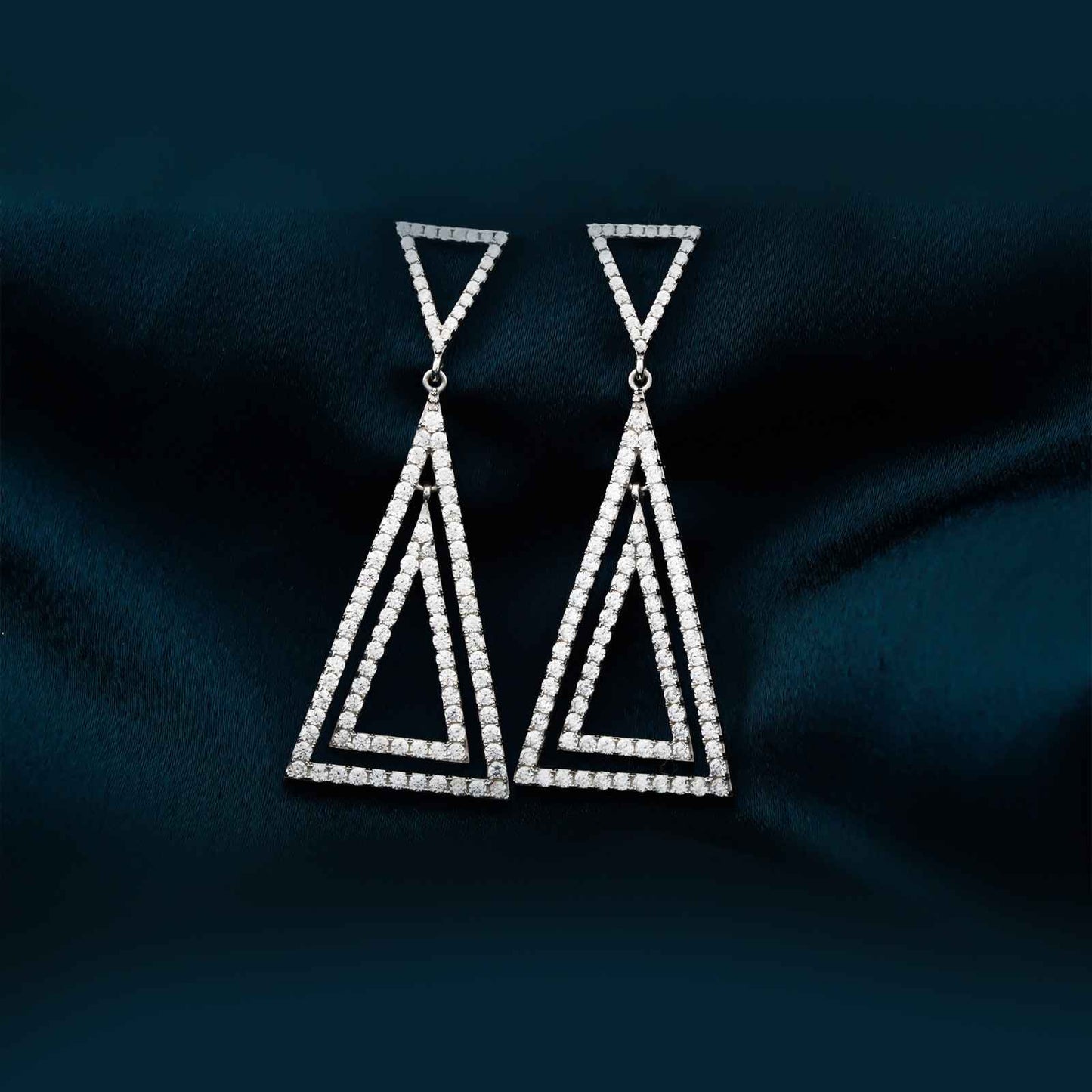 925 Sterling Silver Triangle Dangle Drop Earrings