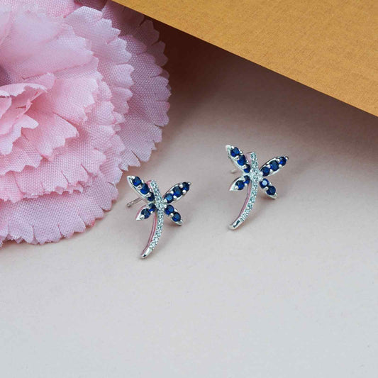 925 Sterling Silver Dragonfly Mini Stud Earrings