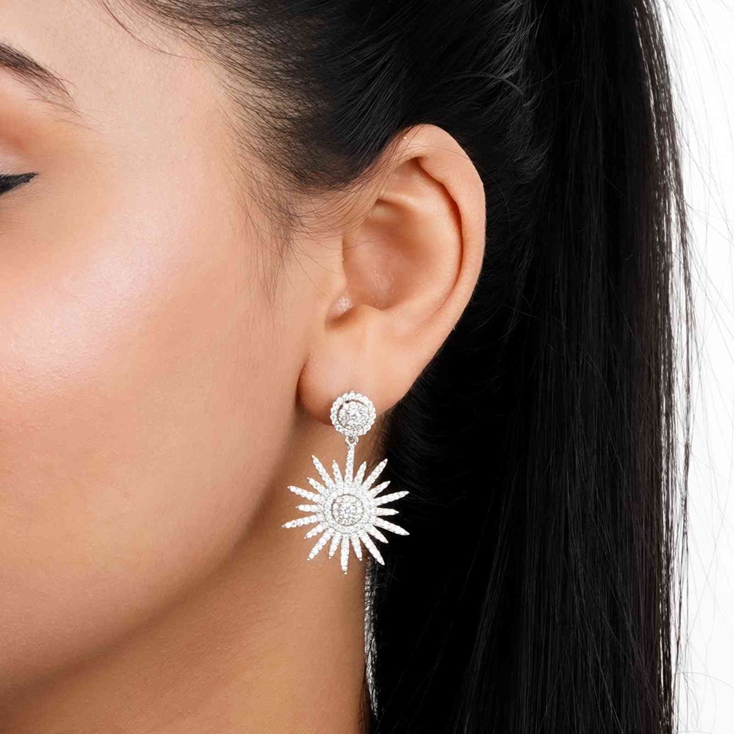 925 Sterling Silver Sensation Snowflake Drop Earrings