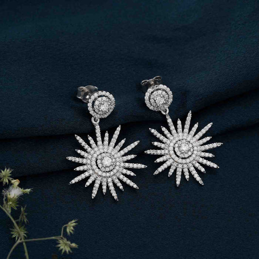 925 Sterling Silver Sensation Snowflake Drop Earrings