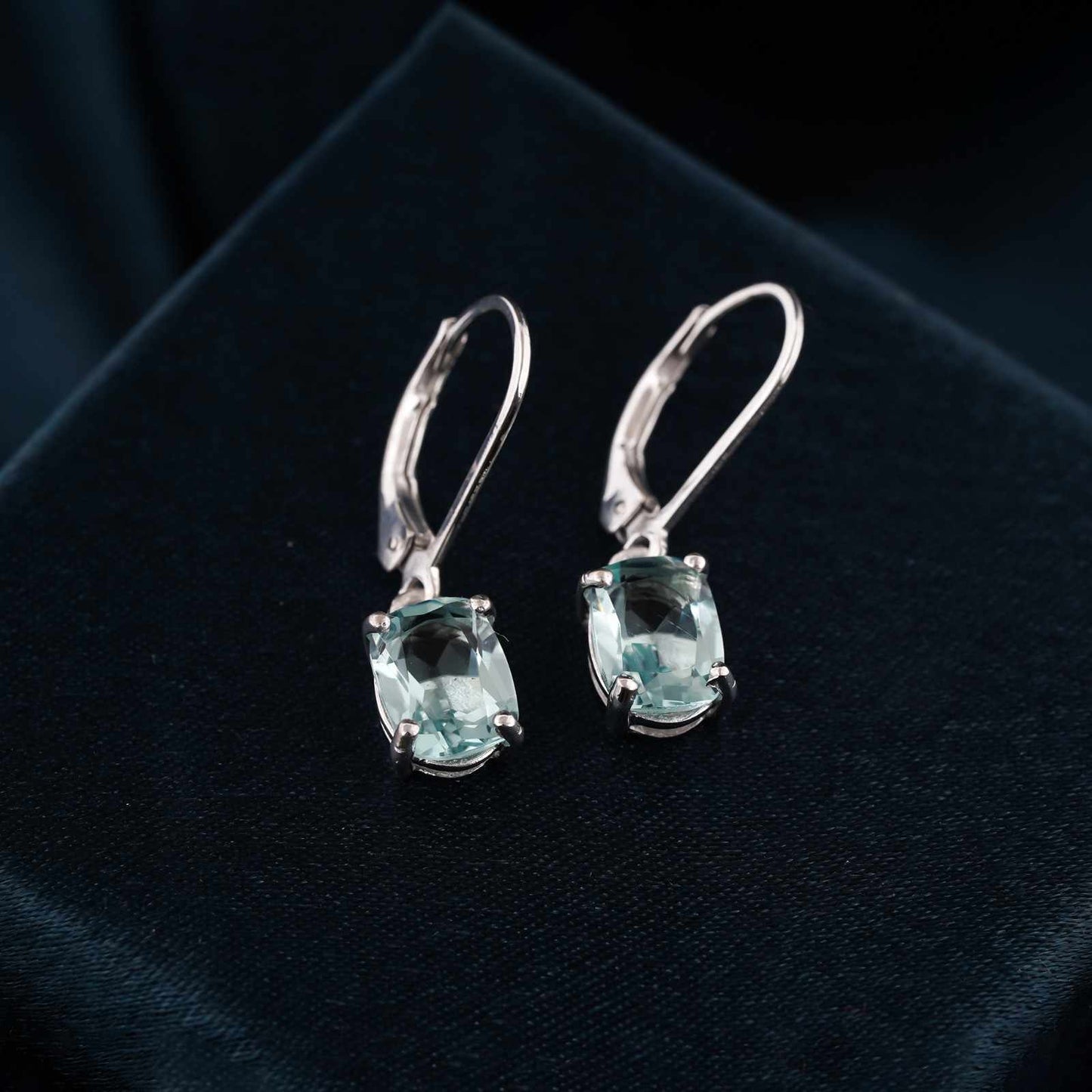 925 Sterling Silver Aqua Blue Drop Earrings