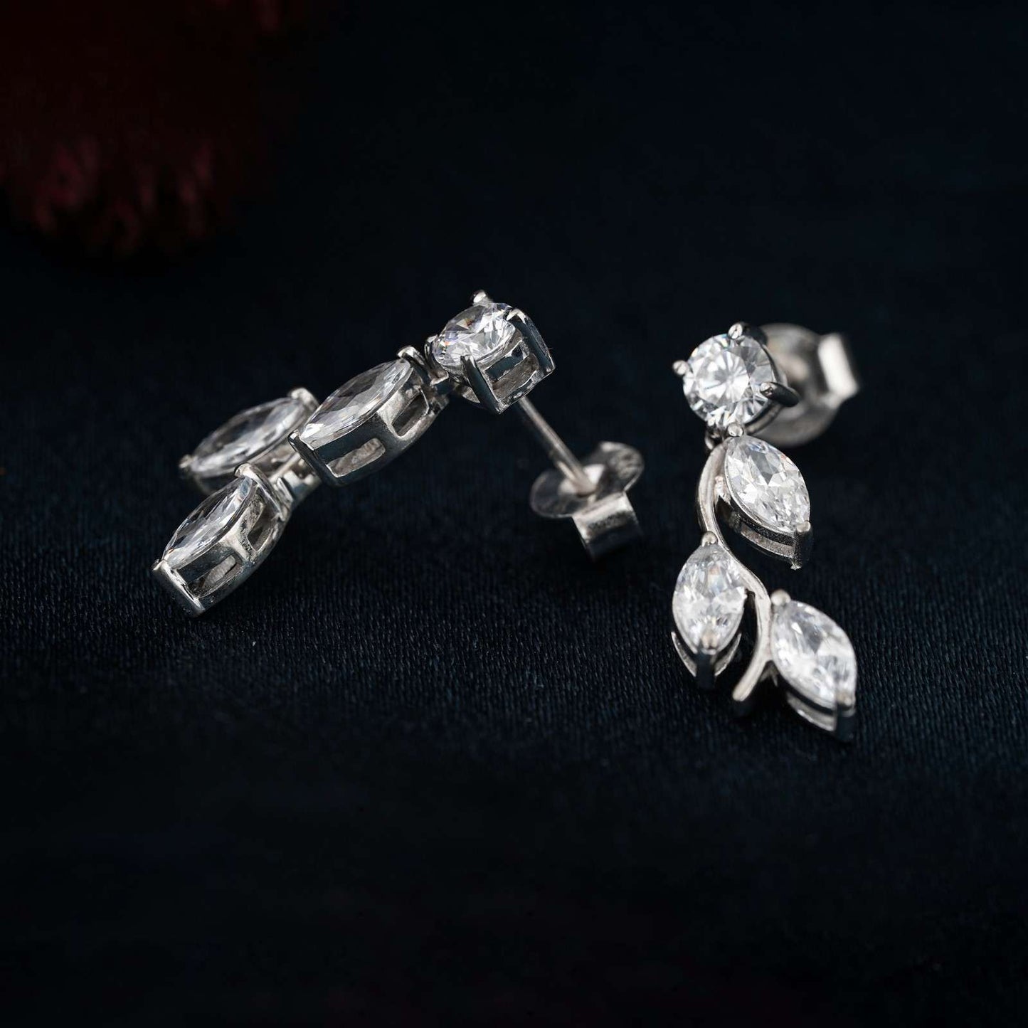 925 Sterling Silver Lush Leafy Stud Earrings