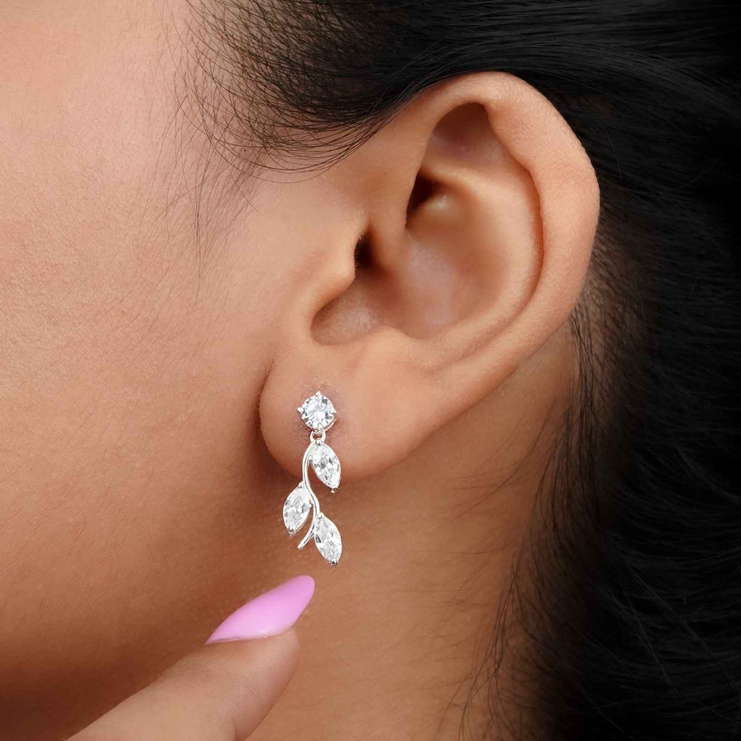 925 Sterling Silver Lush Leafy Stud Earrings