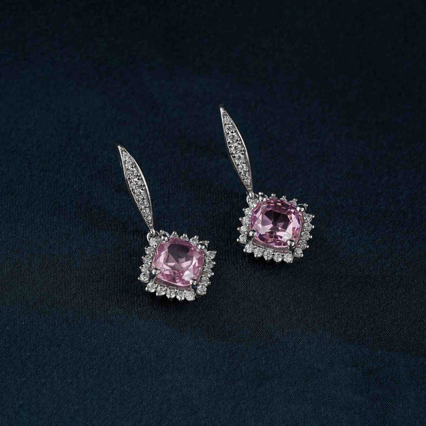 925 Sterling Silver Pink Shiny Drop Earrings