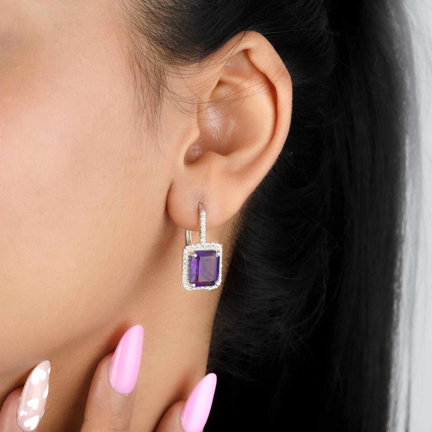 925 Sterling Silver Dreamy Purple Drop Earrings