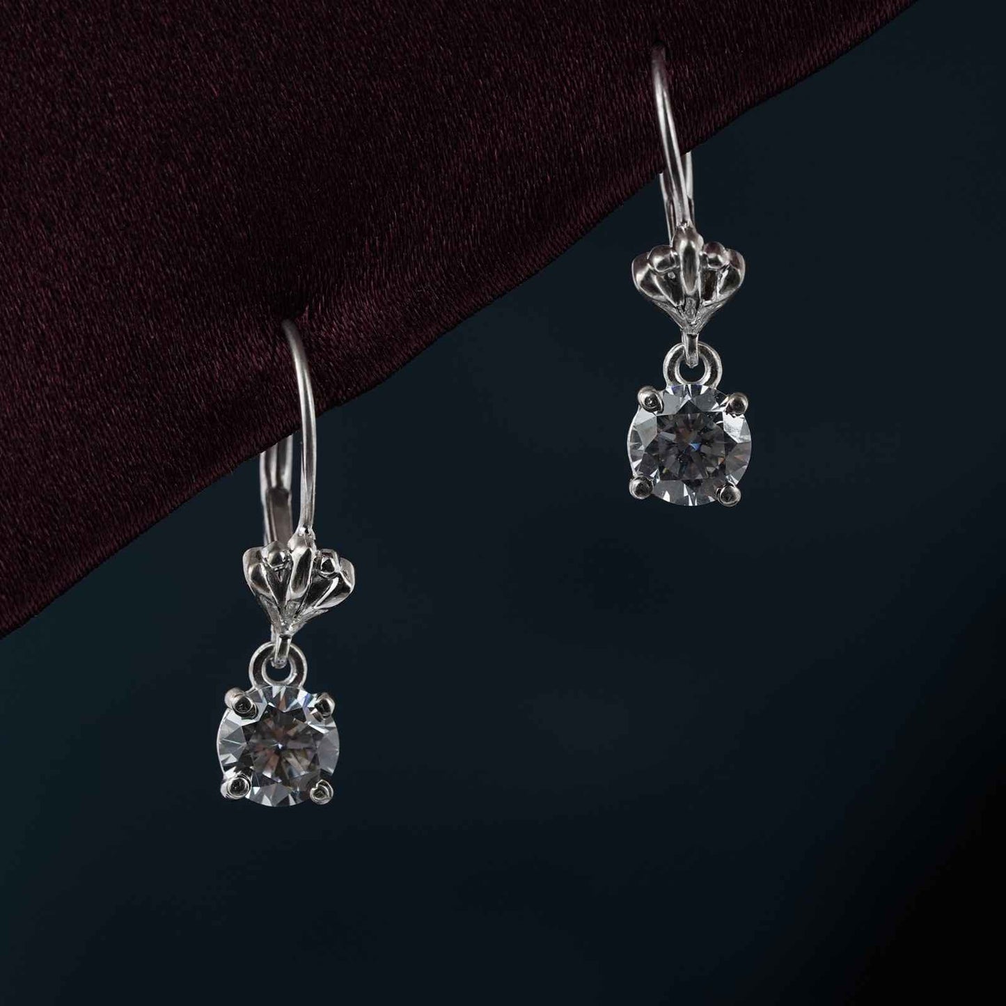 925 Sterling Silver Crown Drop Earrings