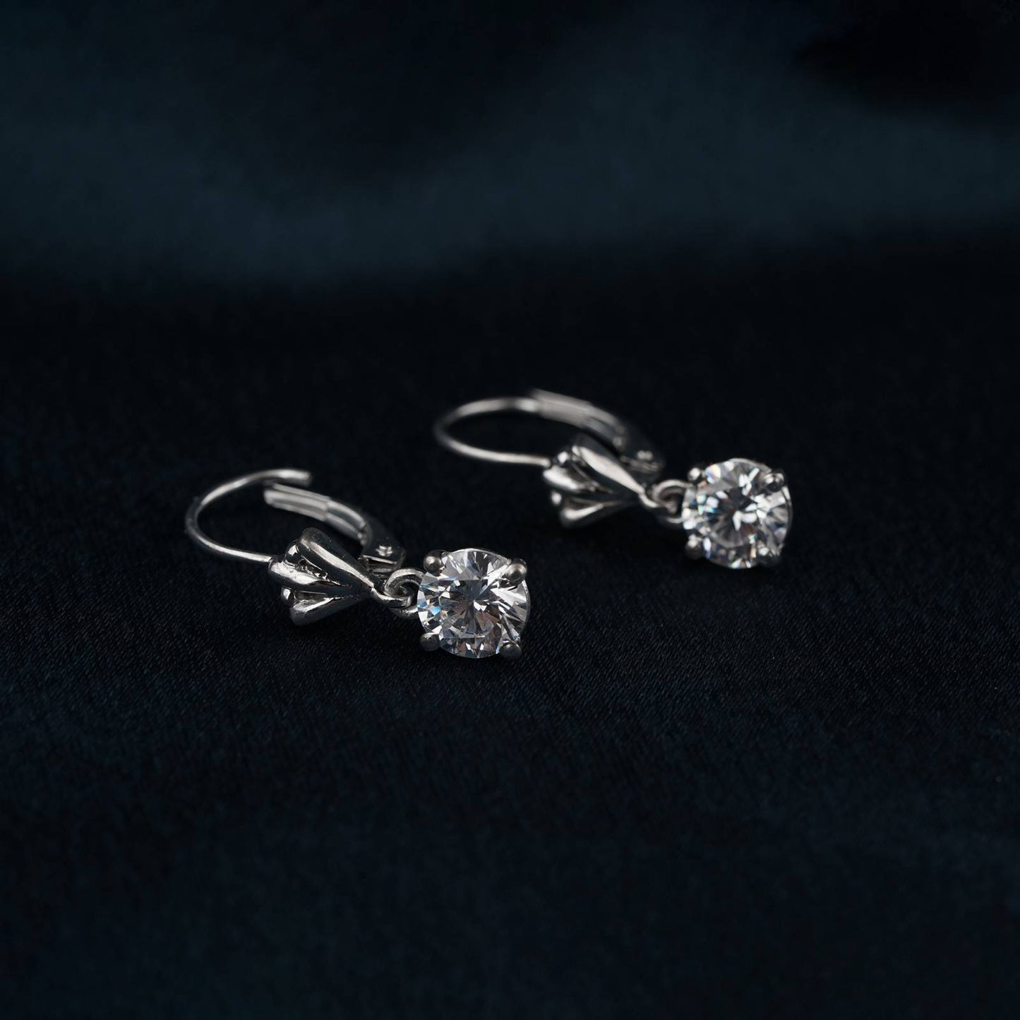 925 Sterling Silver Crown Drop Earrings