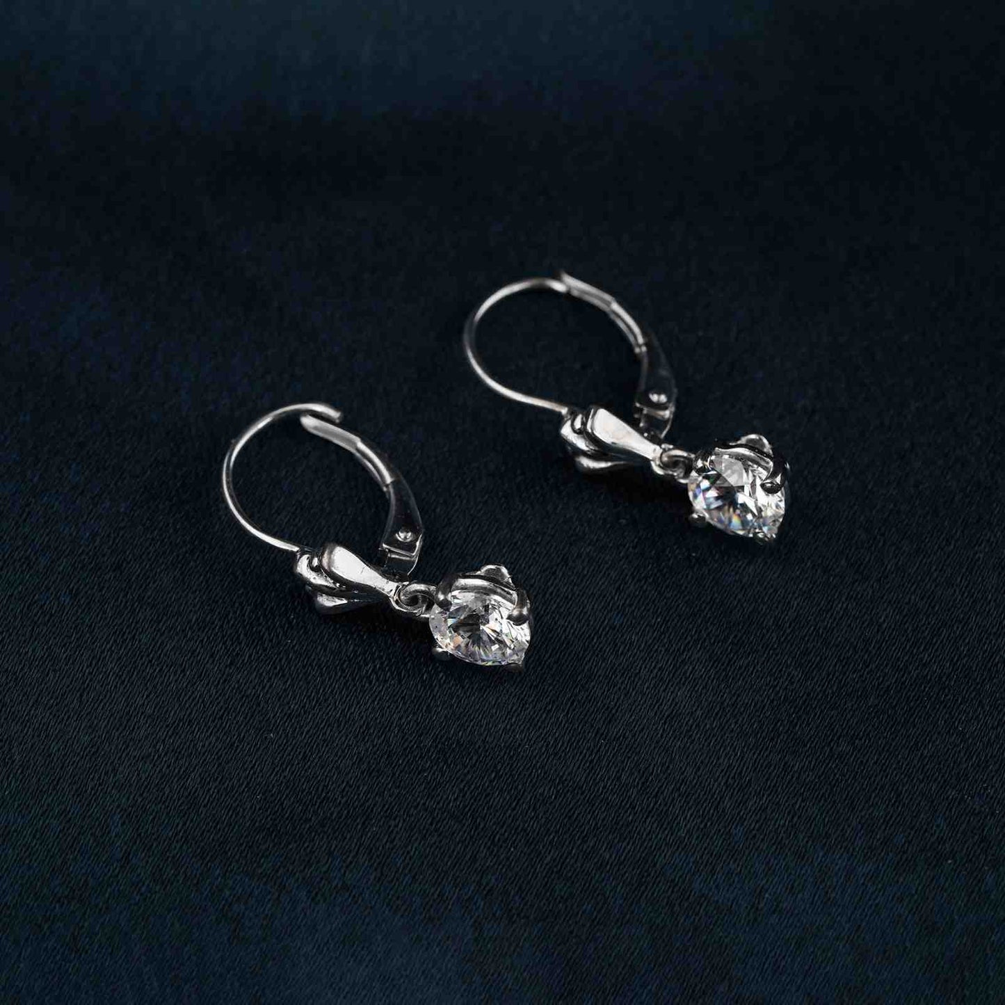 925 Sterling Silver Crown Drop Earrings