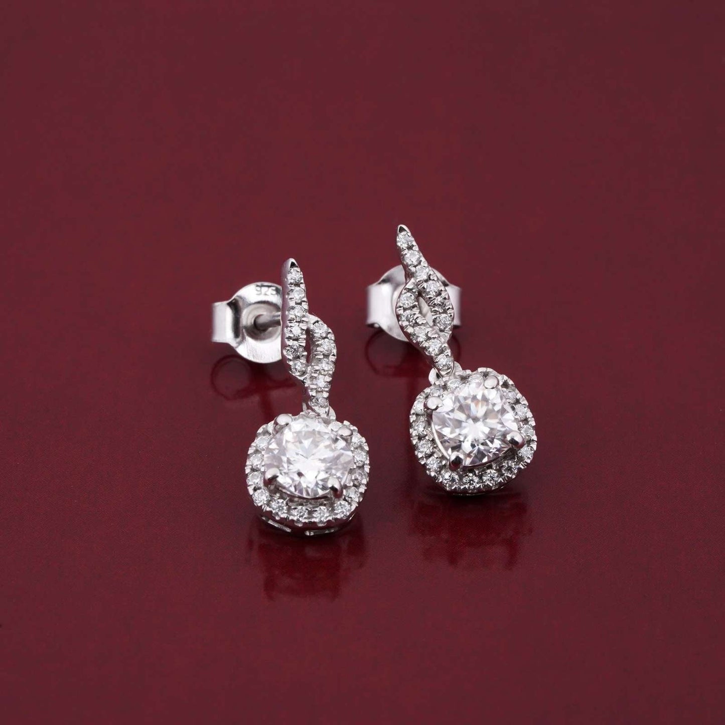 925 Sterling Silver Drizzle Halo Drop Earrings