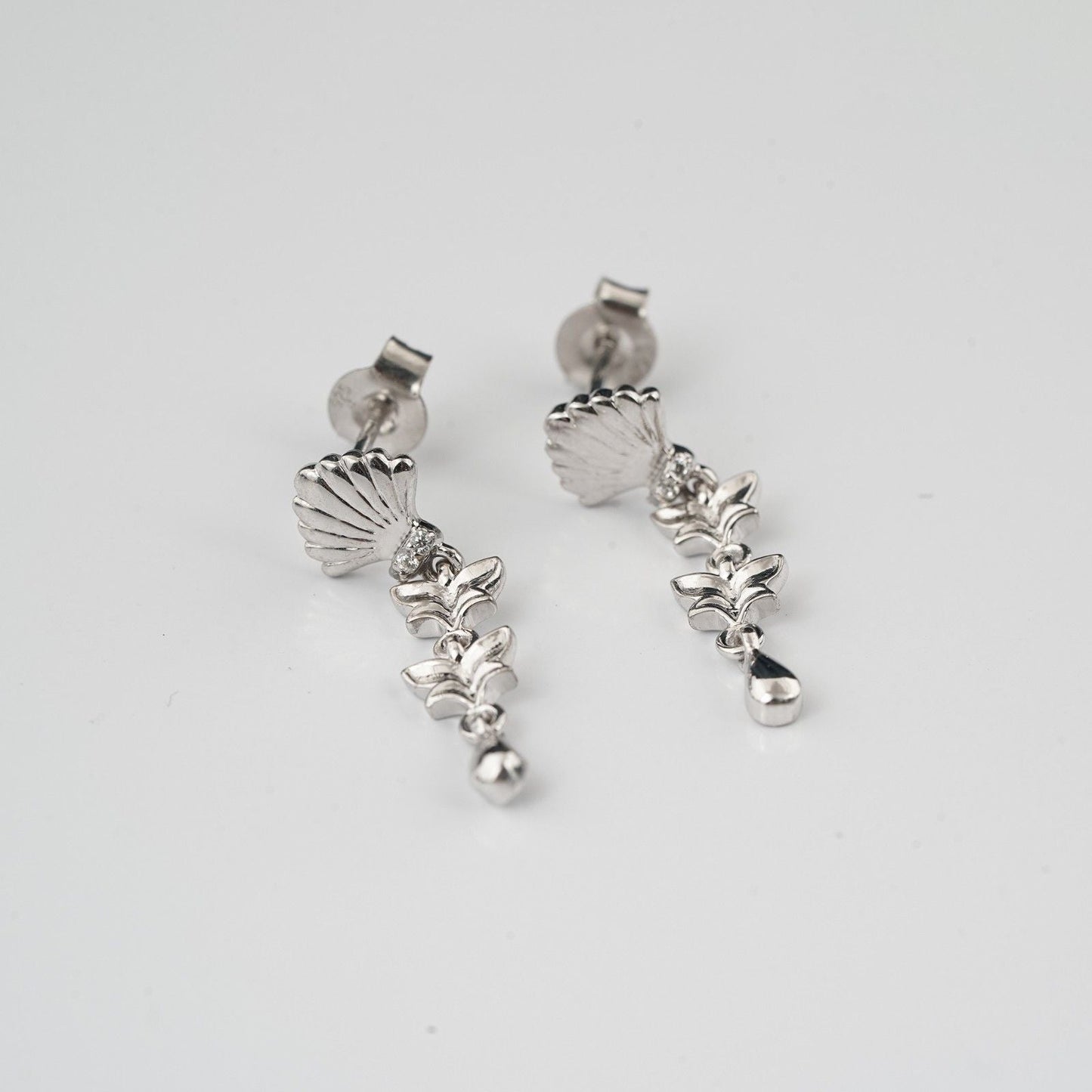 925 Sterling Silver Tribal Petal Layer Drop Earrings