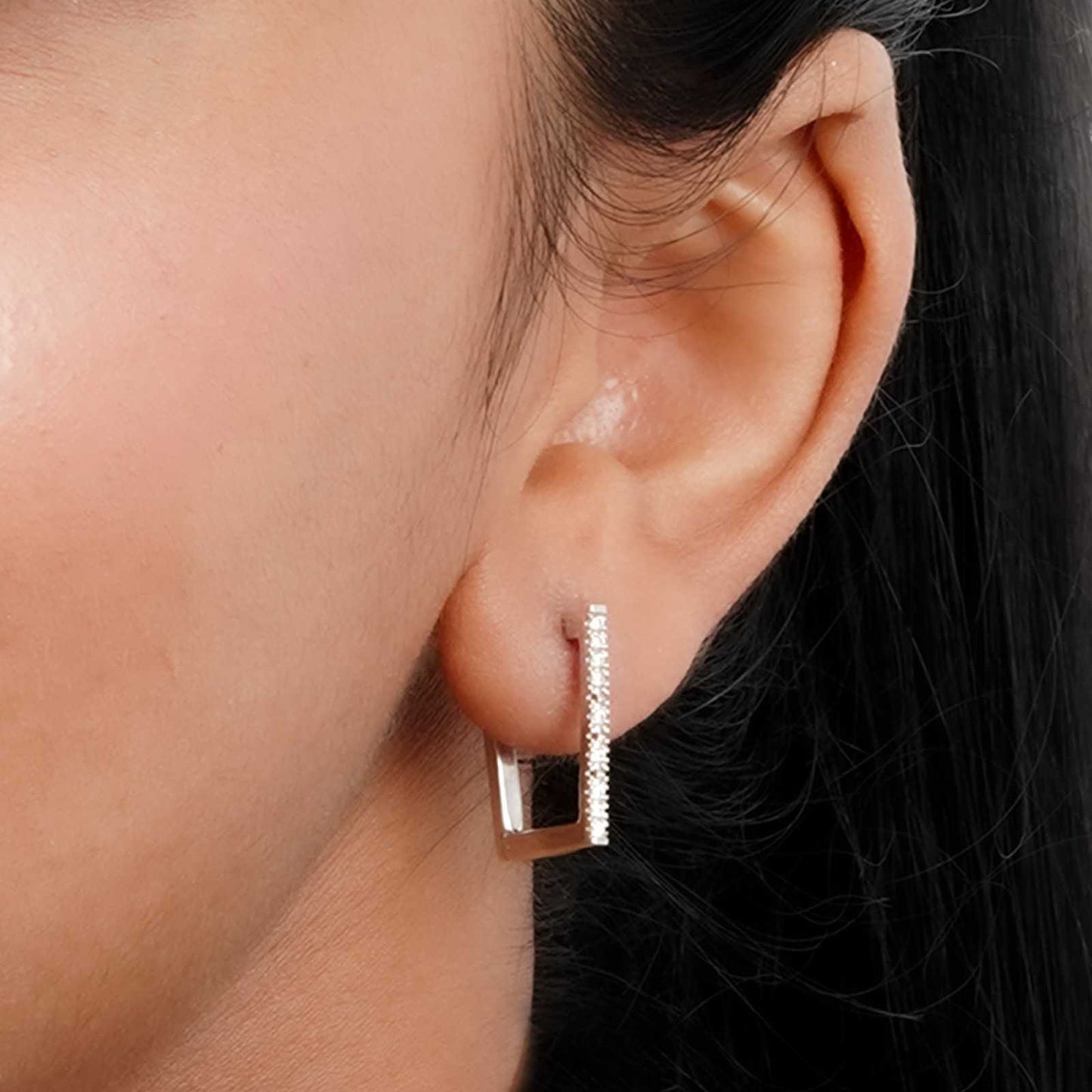 925 Sterling Silver Square Hoop Earrings