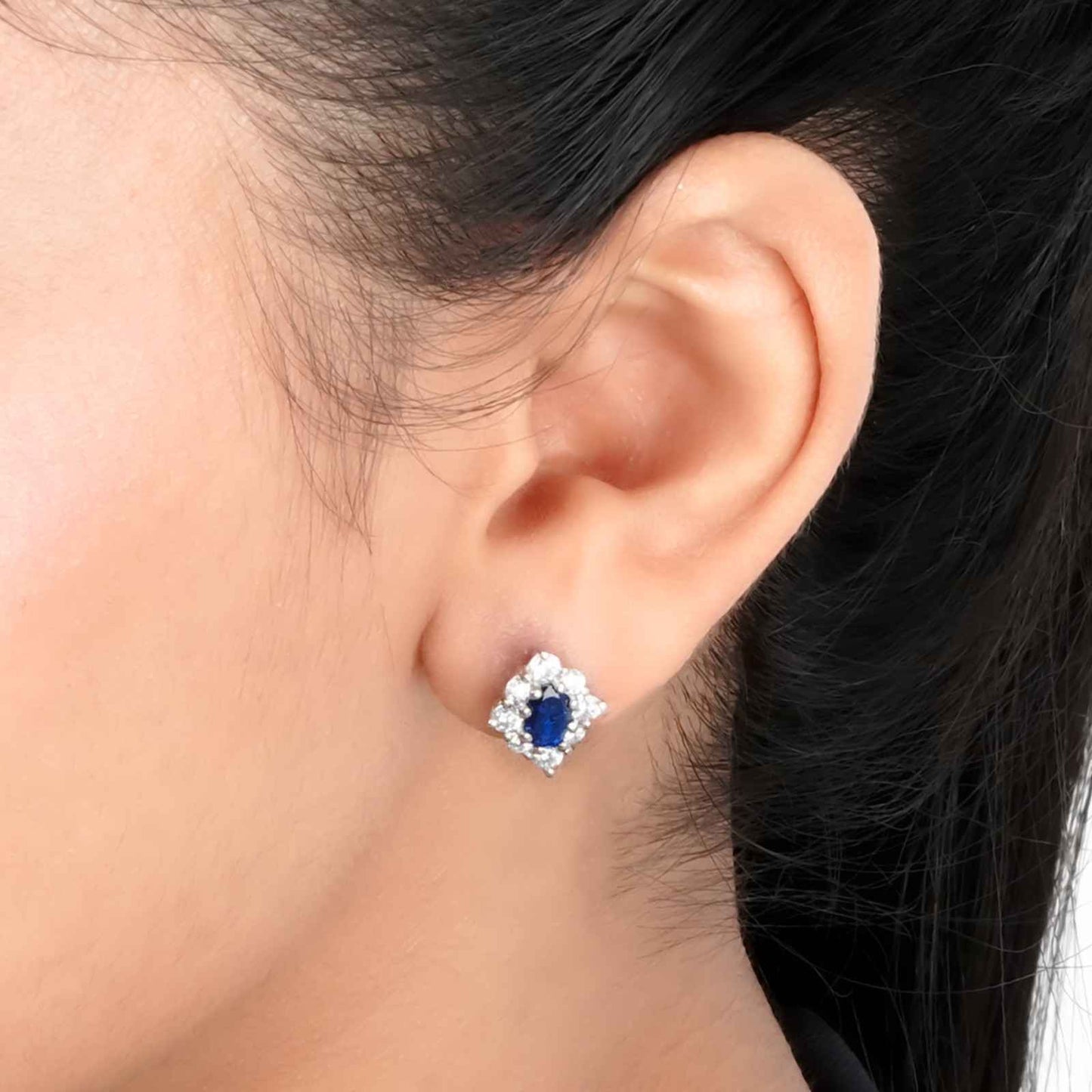 925 Sterling Silver Blue Cocktail Stud Earrings