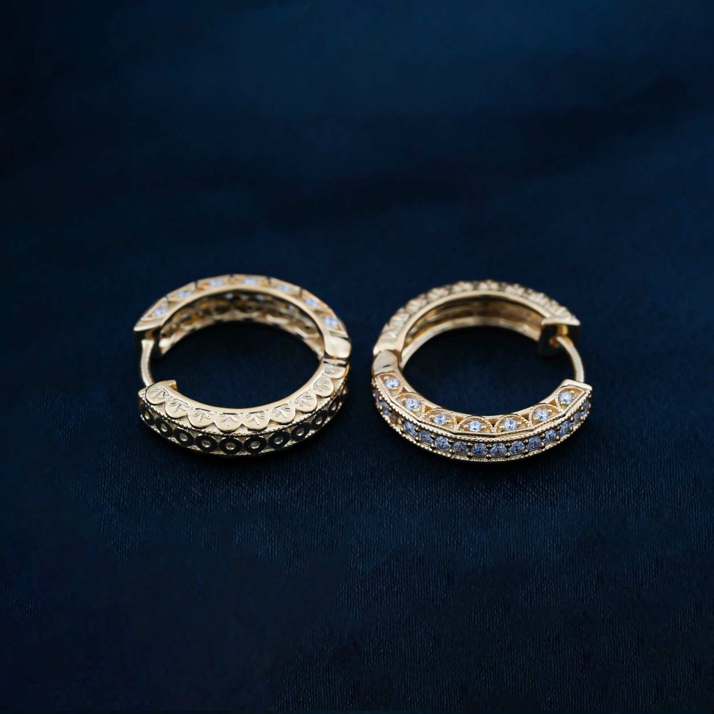 925 Sterling Silver With 14K Gold Plated Hip Hop Hoop Earrings