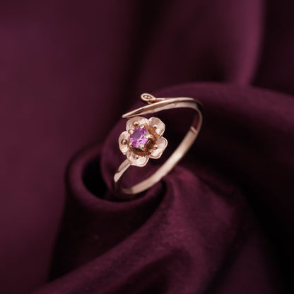 Rose Gold Purple Flower Ring