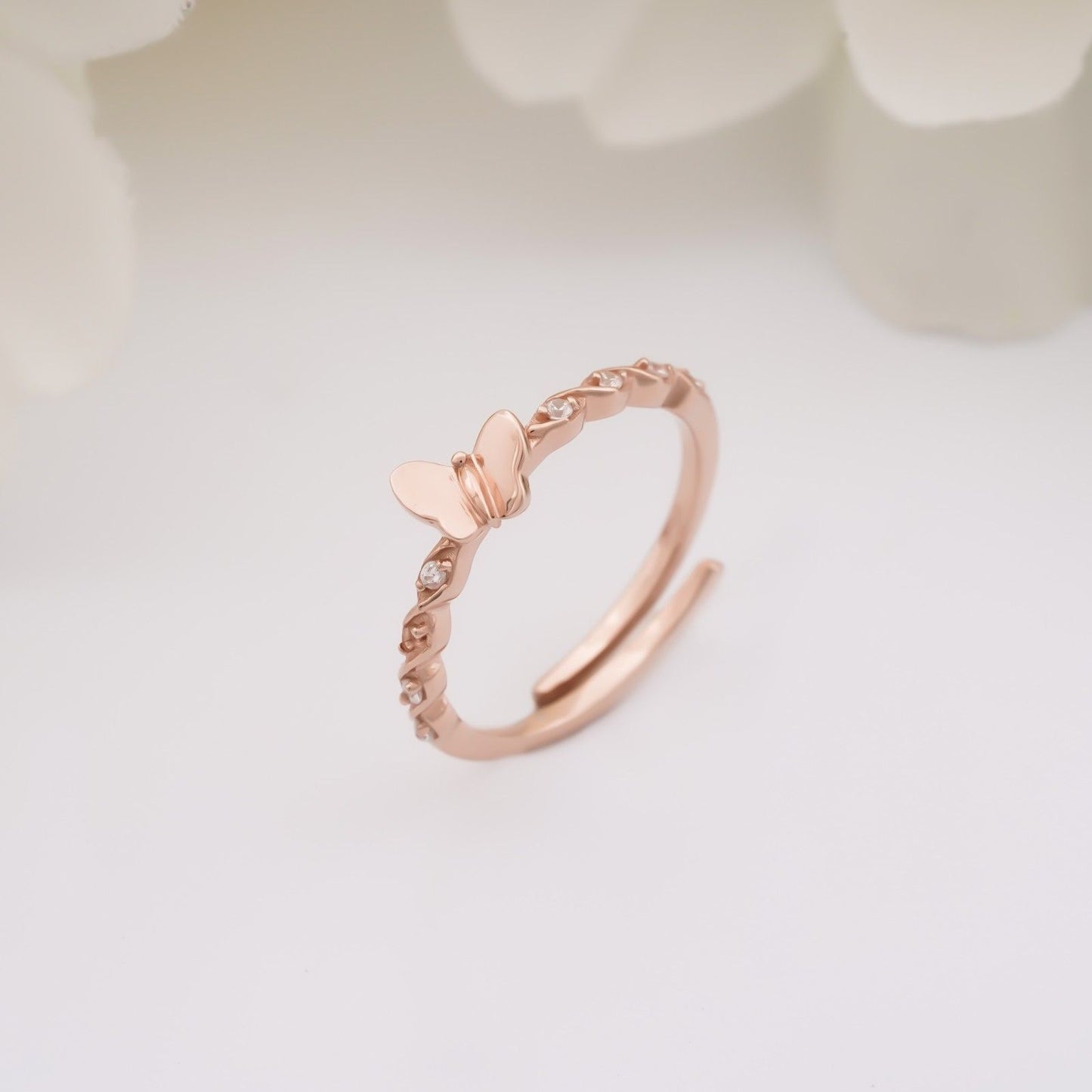 Rose Gold Butterfly Valentine Ring