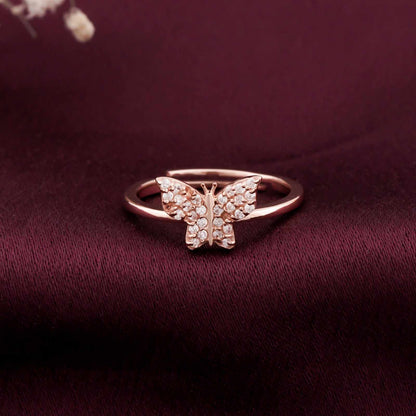 Rose Gold Glimmer Butterfly Ring