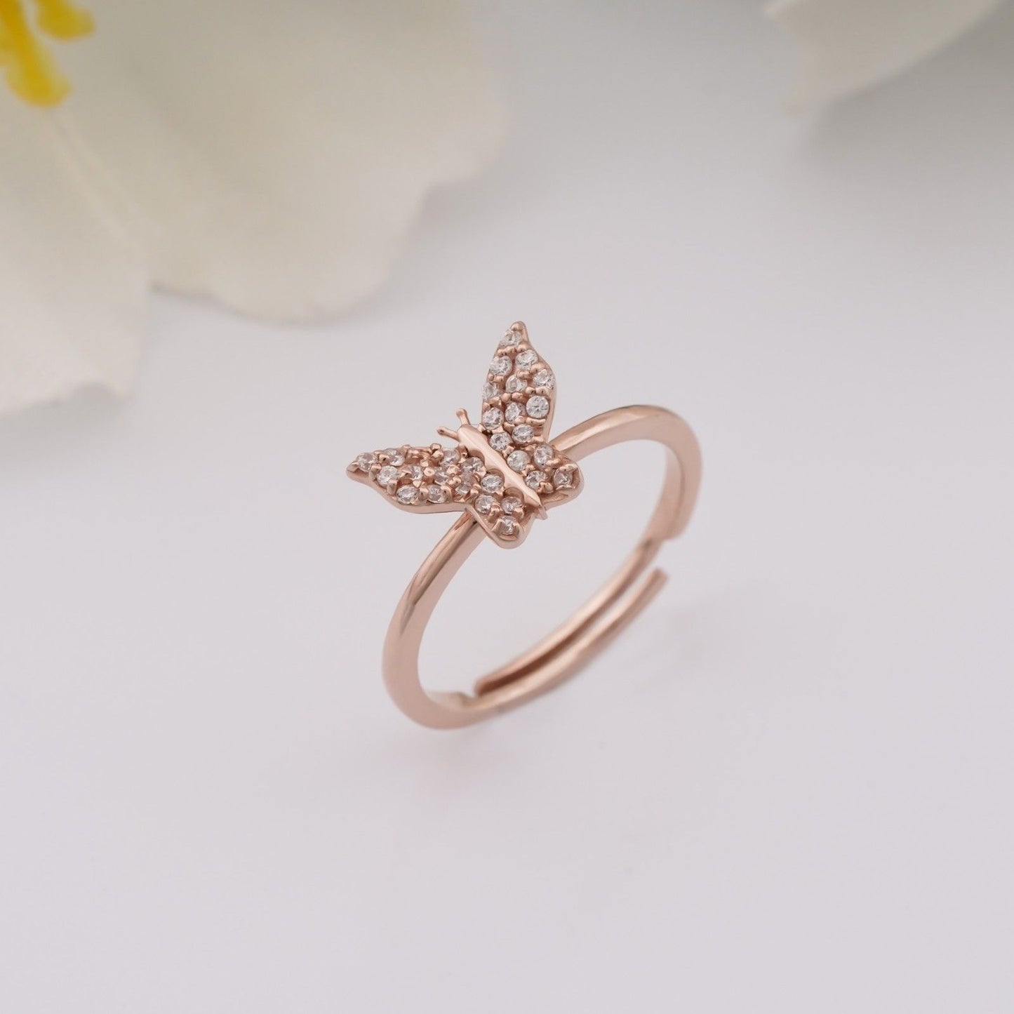 Rose Gold Glimmer Butterfly Ring