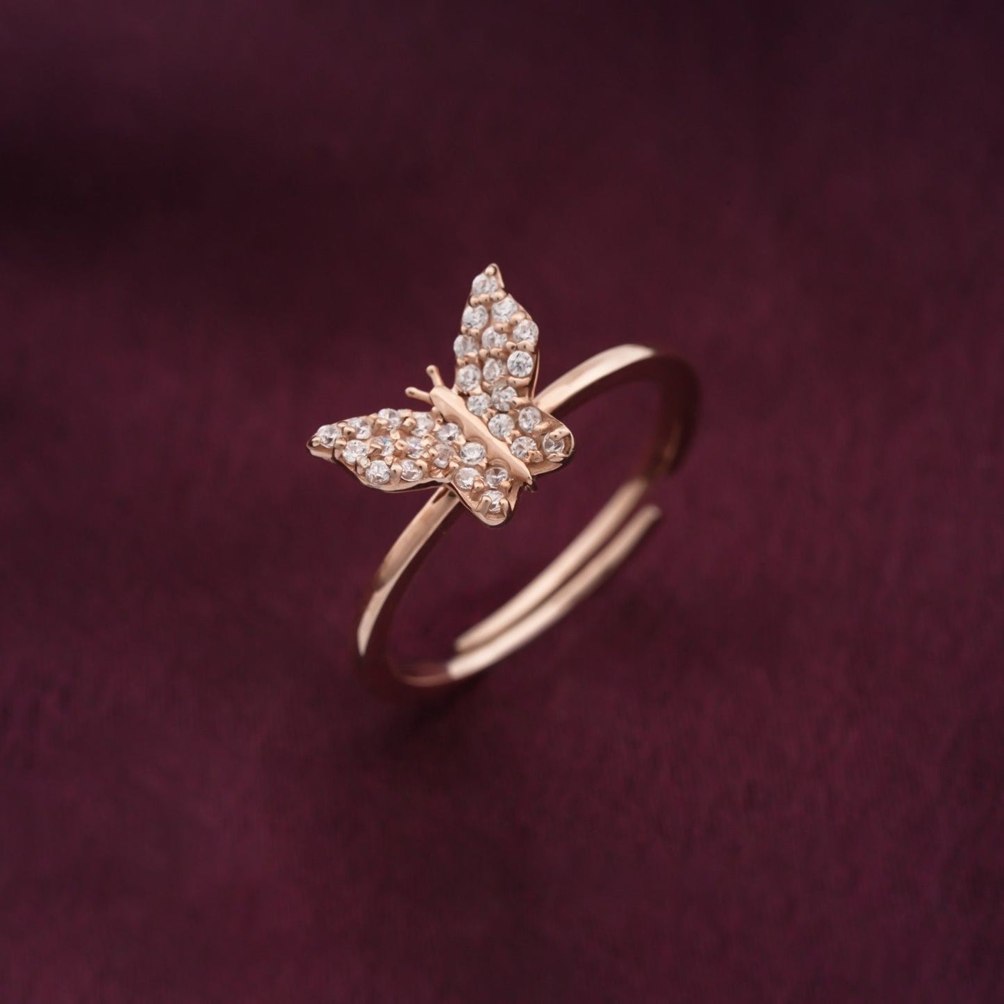 Rose Gold Glimmer Butterfly Ring