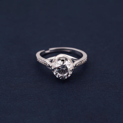 Silver Minimal Solitaire Ring