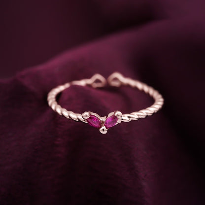 Rose Gold Ruby Danaid Heart Ring