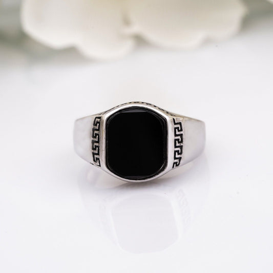 Silver Black Onyx Turkish Ring For Him