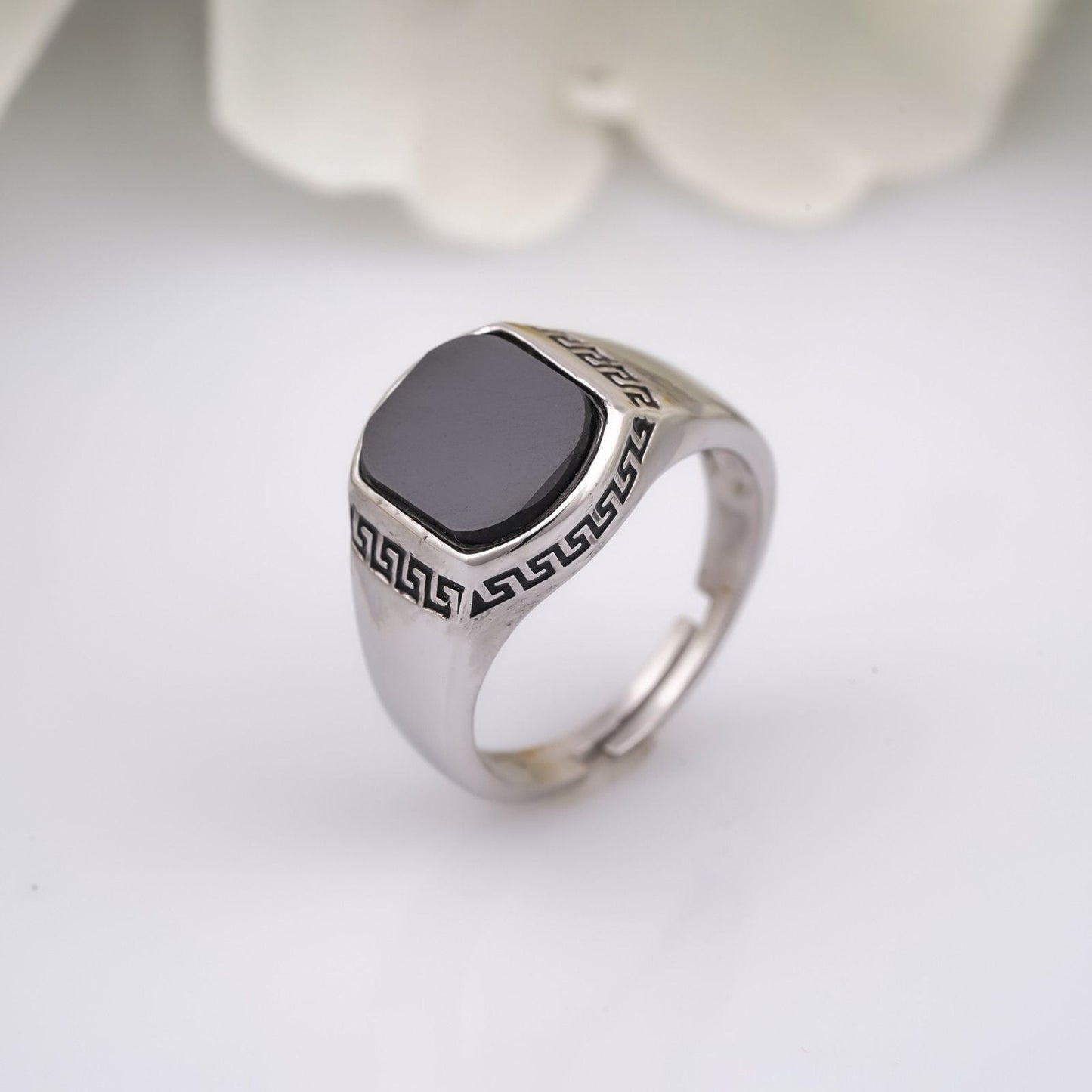 Silver Black Onyx Turkish Ring For Him